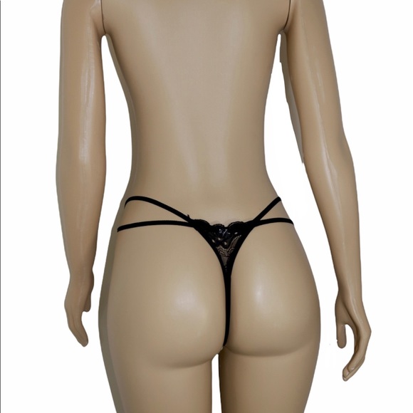 Black Pleasure Panty w/ Lined Pearls - Picture 2 of 4